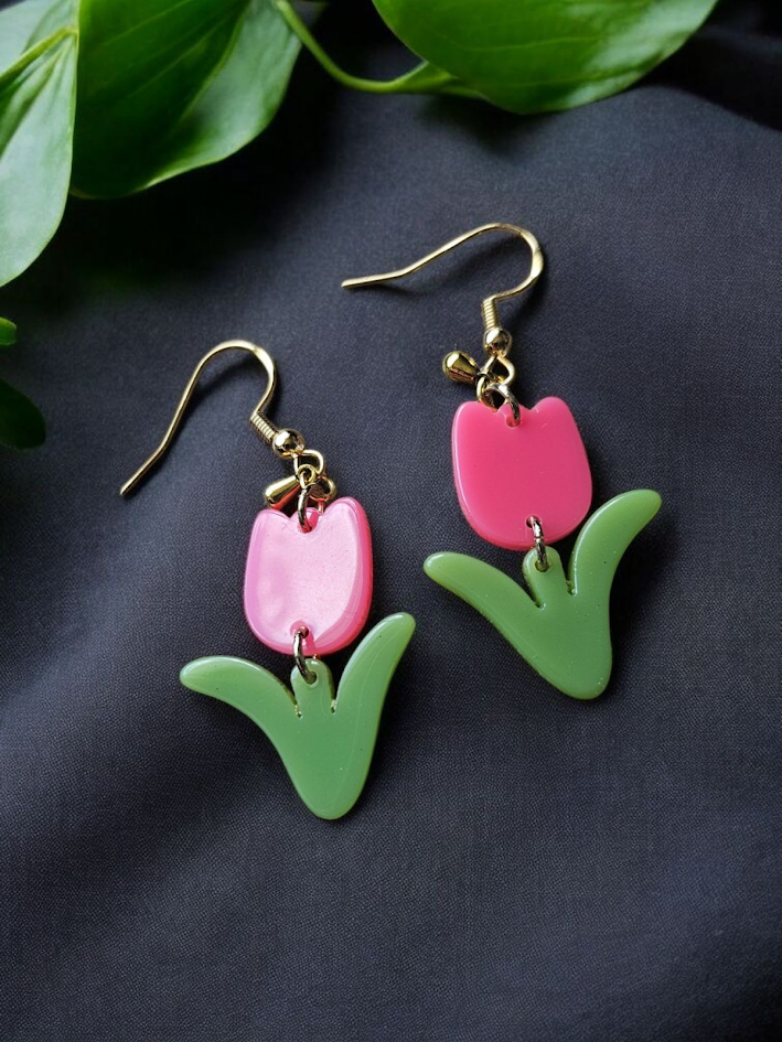 Spring Tulip Dangle Earrings