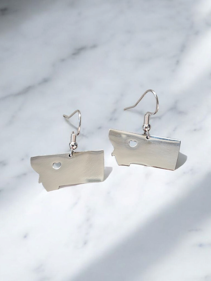 I Heart Montana Silver Dangle Earrings