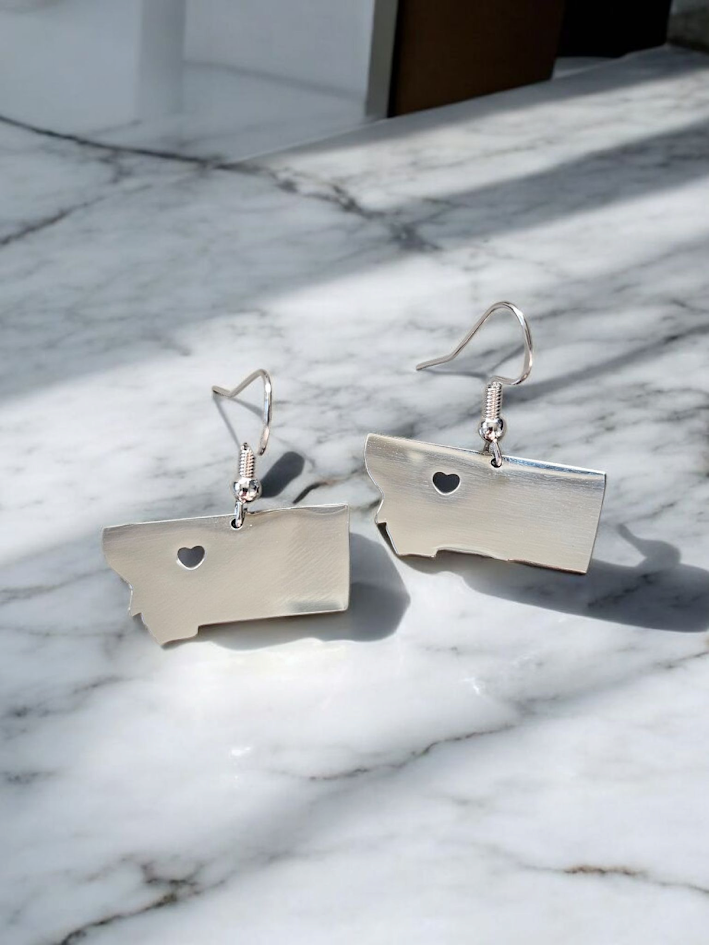 I Heart Montana Silver Dangle Earrings