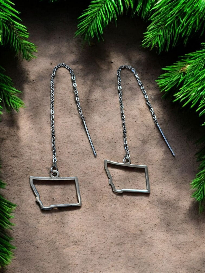 Silver Montana Charm Dangle Threader Earrings