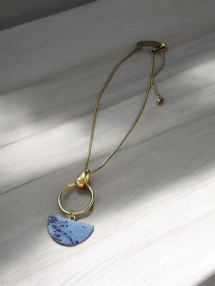 Upcycled Vintage Floral on Gold Hoop, Gold Adjustable Necklace