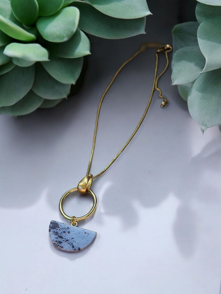 Upcycled Vintage Floral on Gold Hoop, Gold Adjustable Necklace