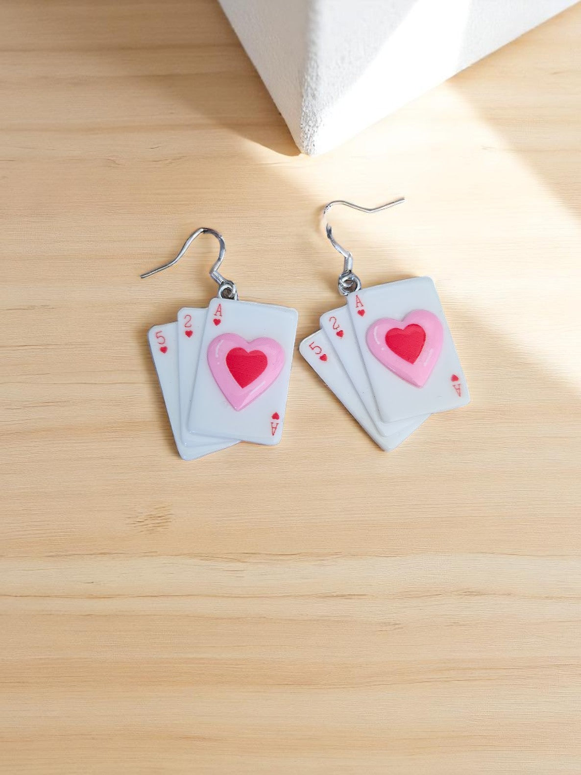 Lovey Stacked Playing Card Dangle Earrings