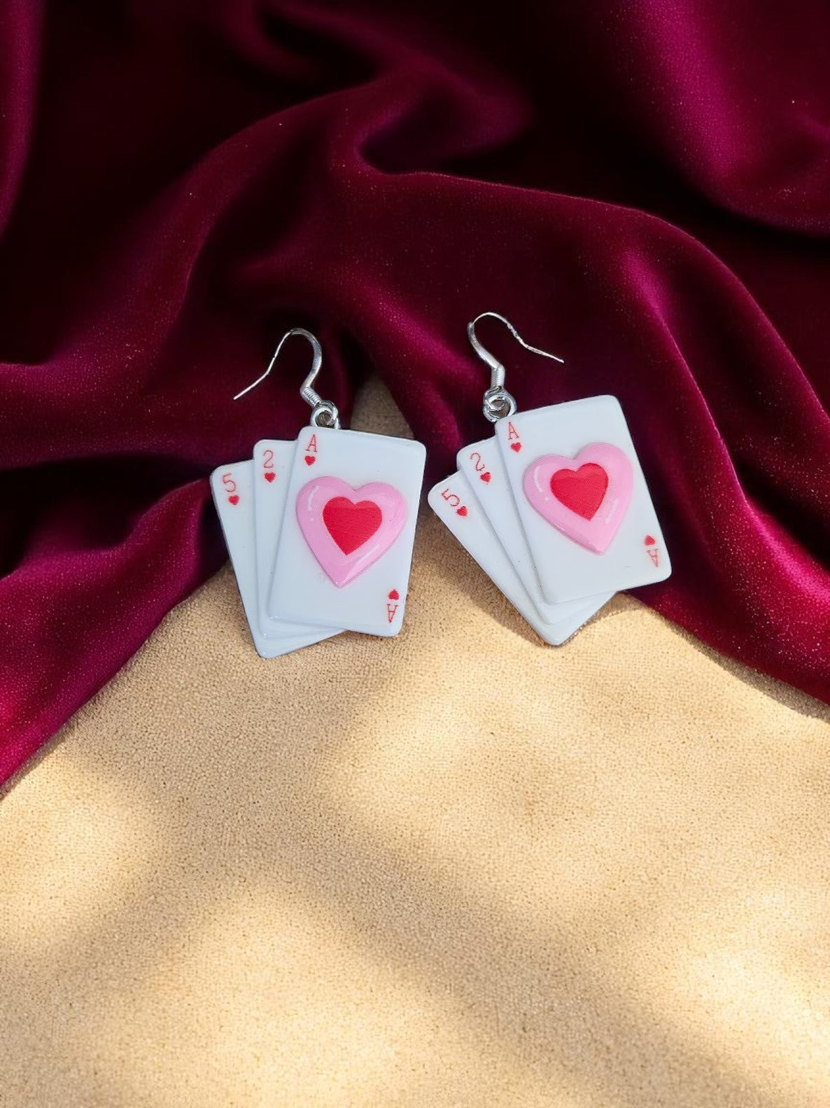 Lovey Stacked Playing Card Dangle Earrings