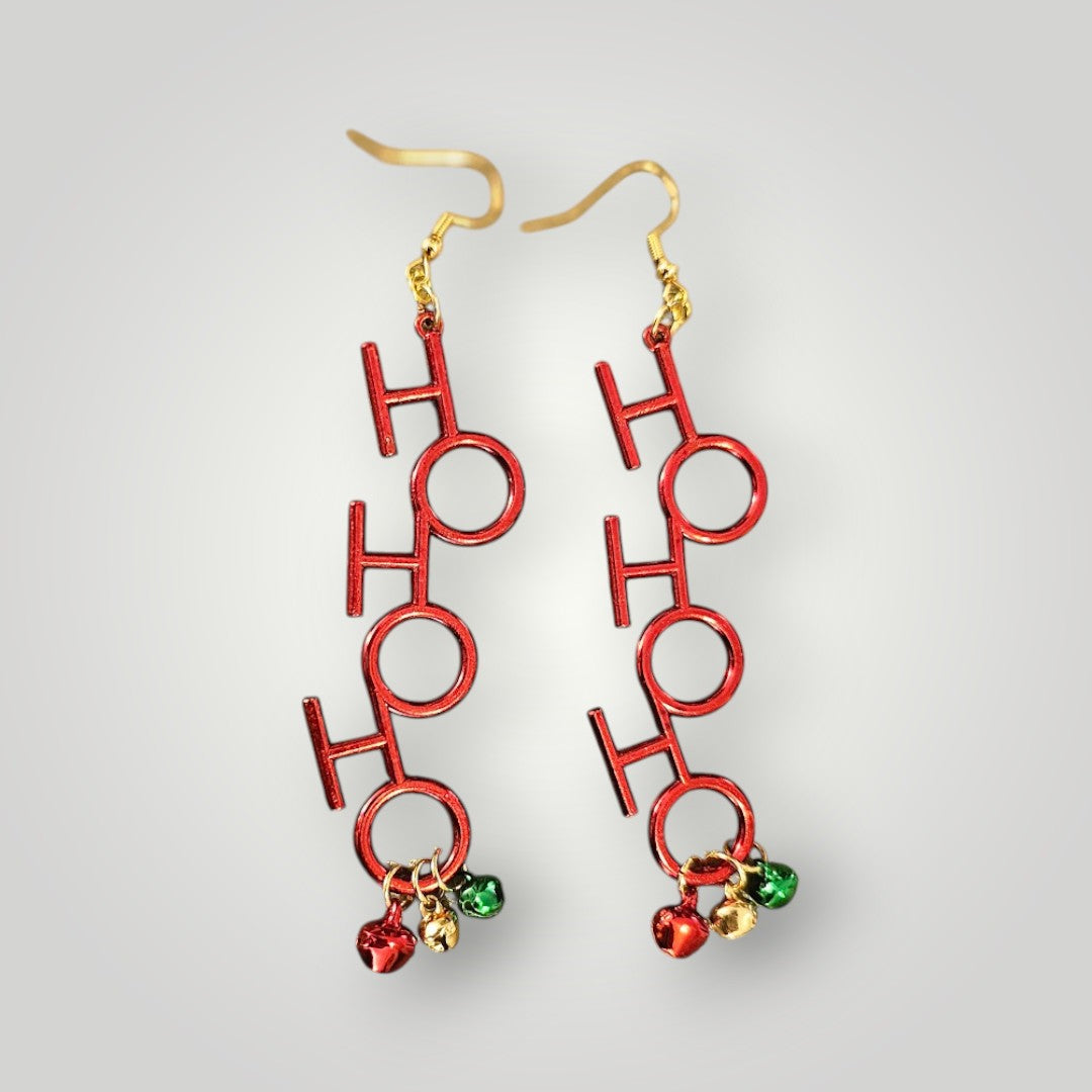 HoHoHo Holiday Jingle Bell Extra Long Dangle Earrings