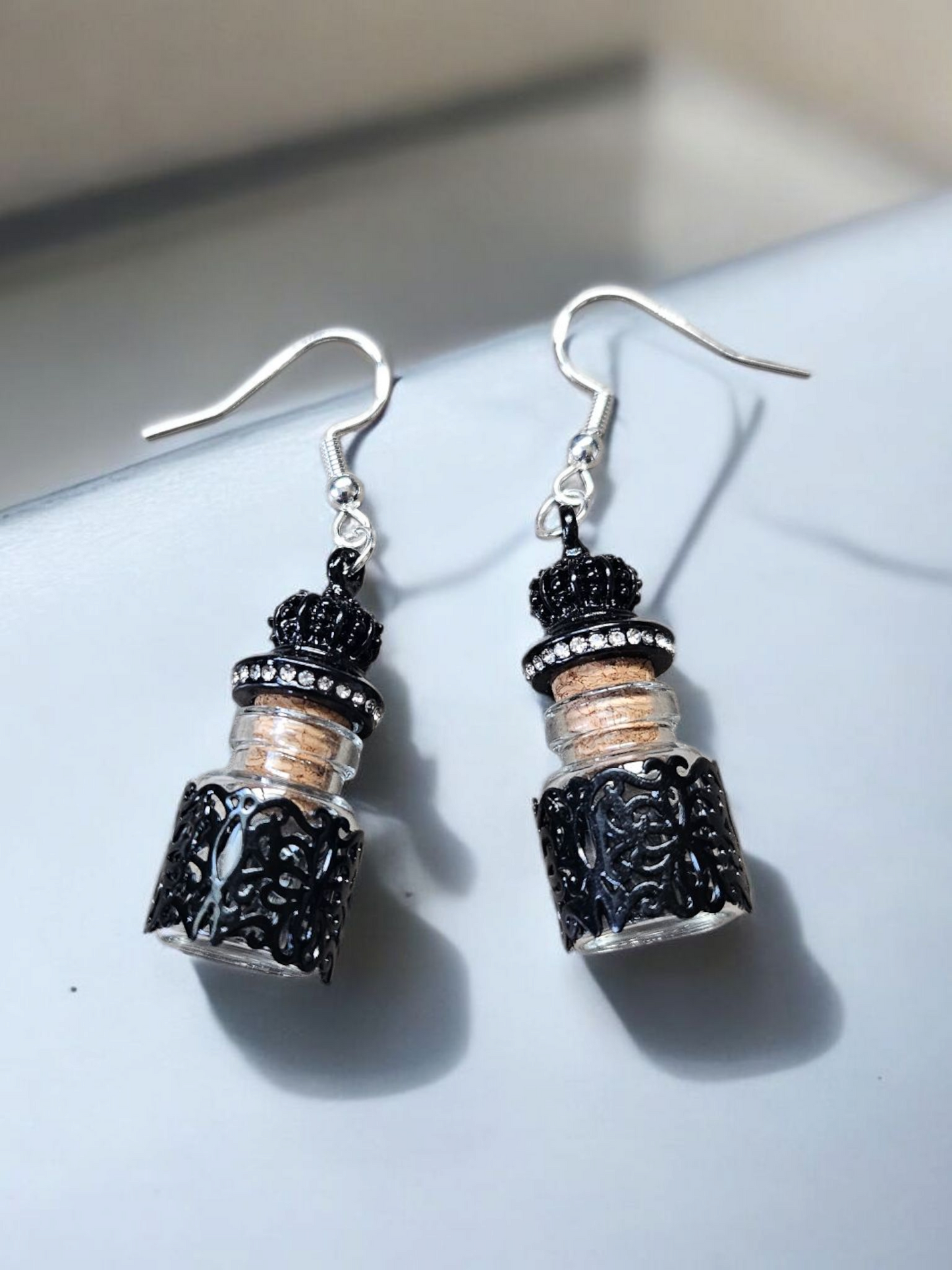 Black Fairy Jar Dangle Earrings