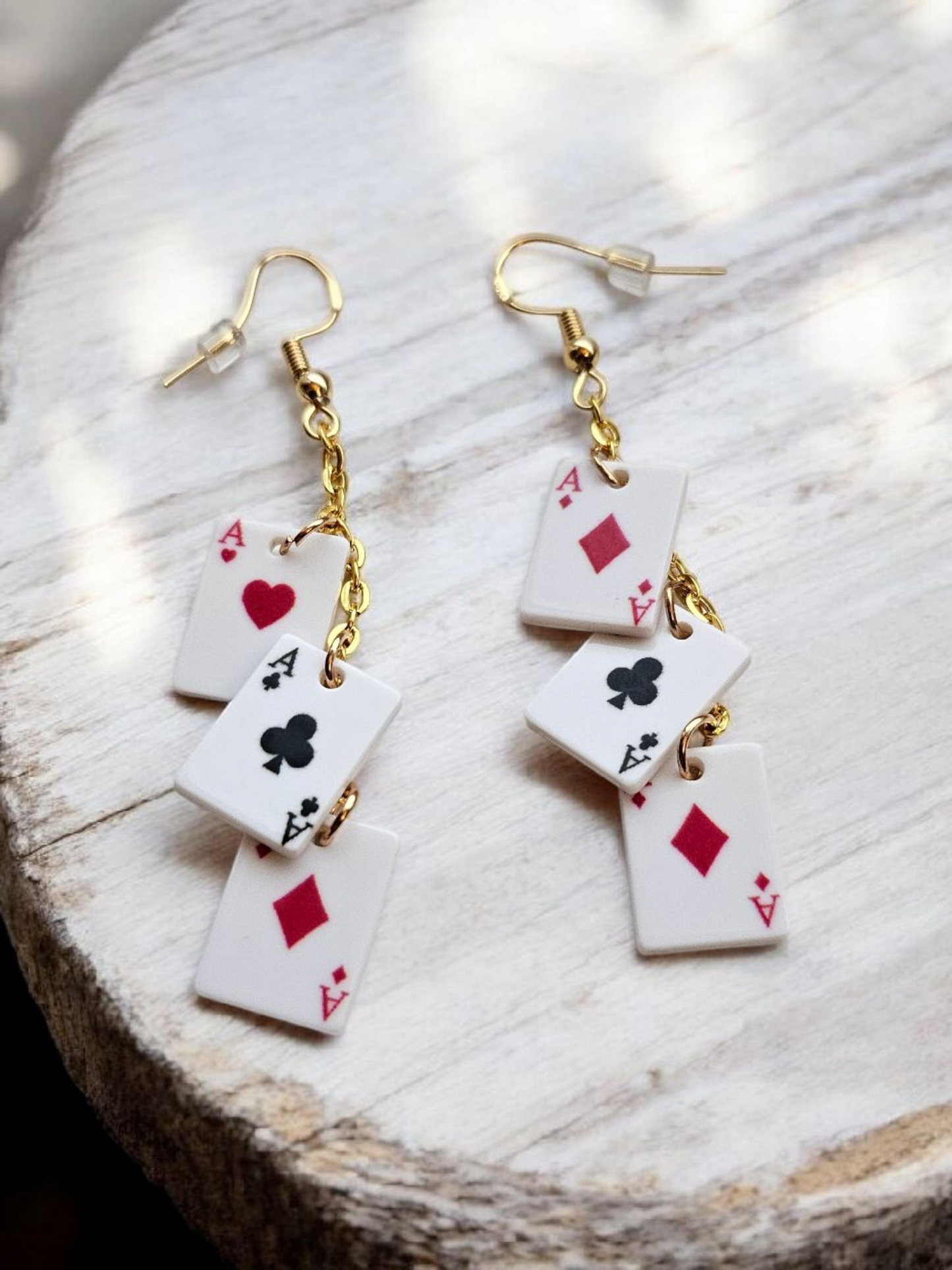 Playing Card Charm Dangle Earrings