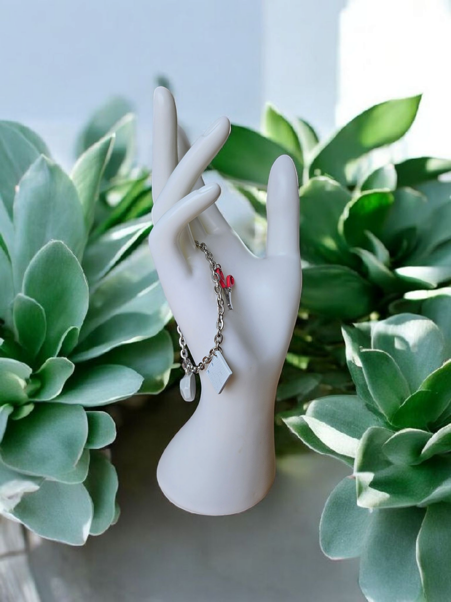 Rock Paper Scissors Silver Charm Bracelet