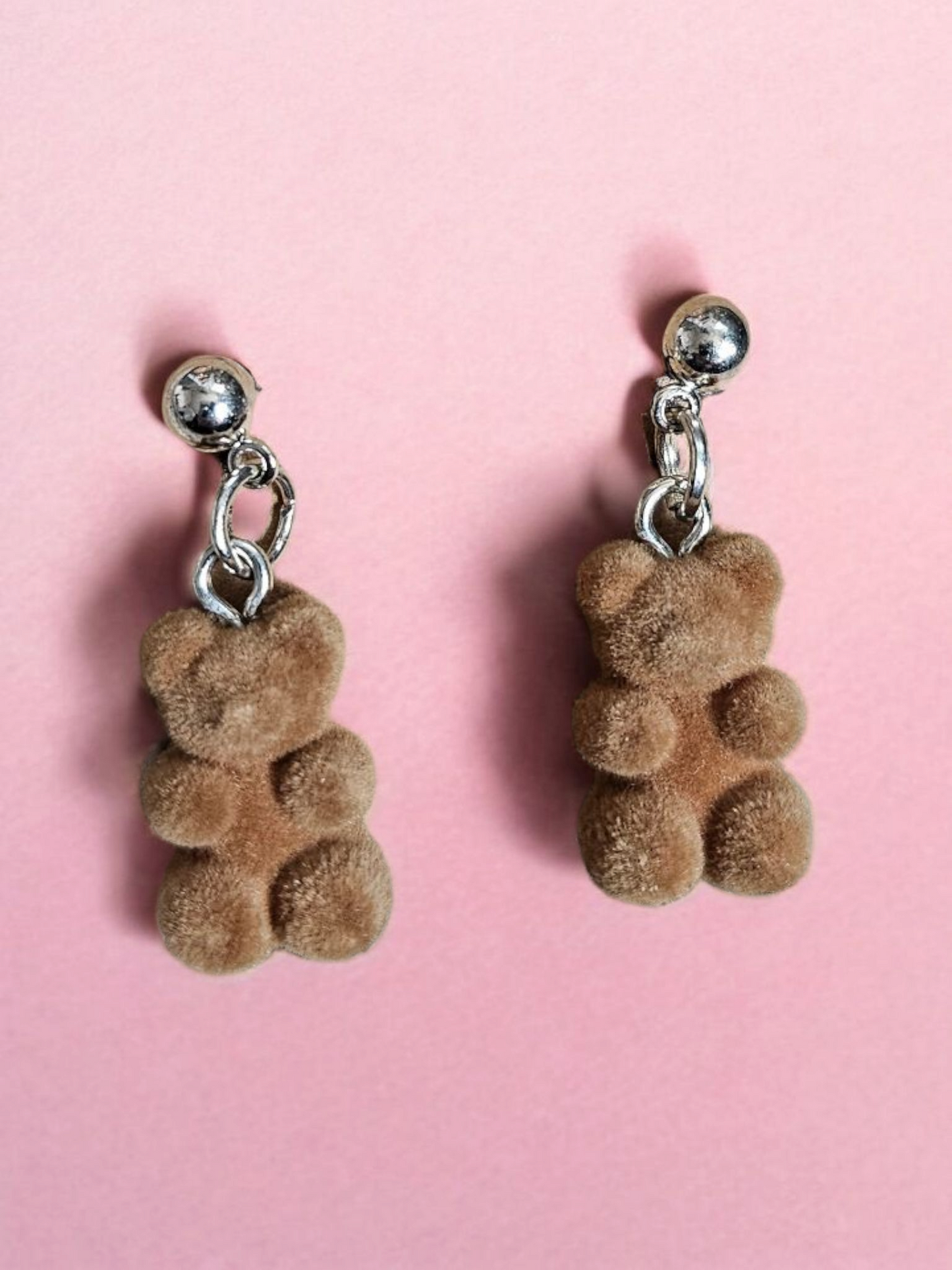 Brown Teddy Bear Stud Earrings