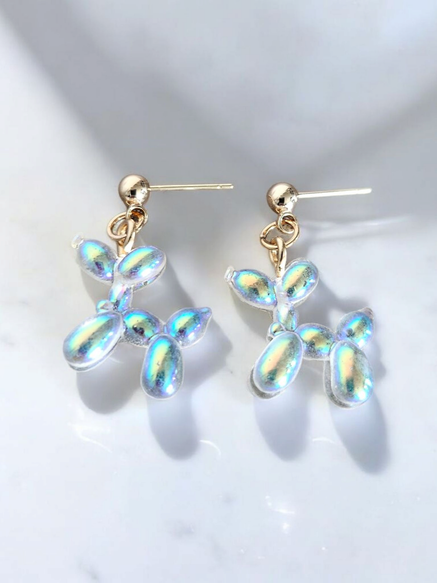 Iridescent Balloon Animal Stud Earrings