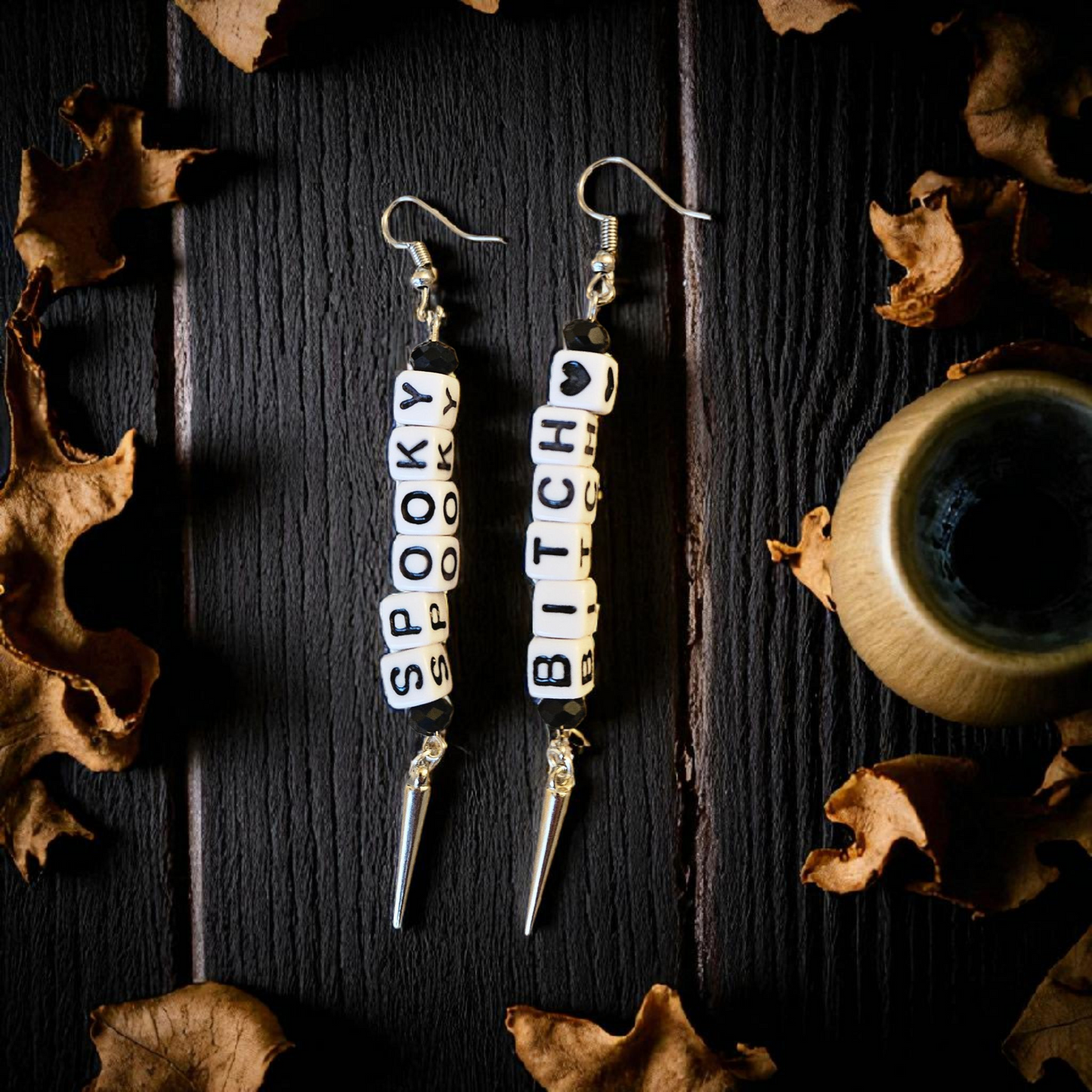 Spooky Bitch Halloween Dangle Earrings High Quality Materials Frightful Design Statement Jewelry For Halloween Parties