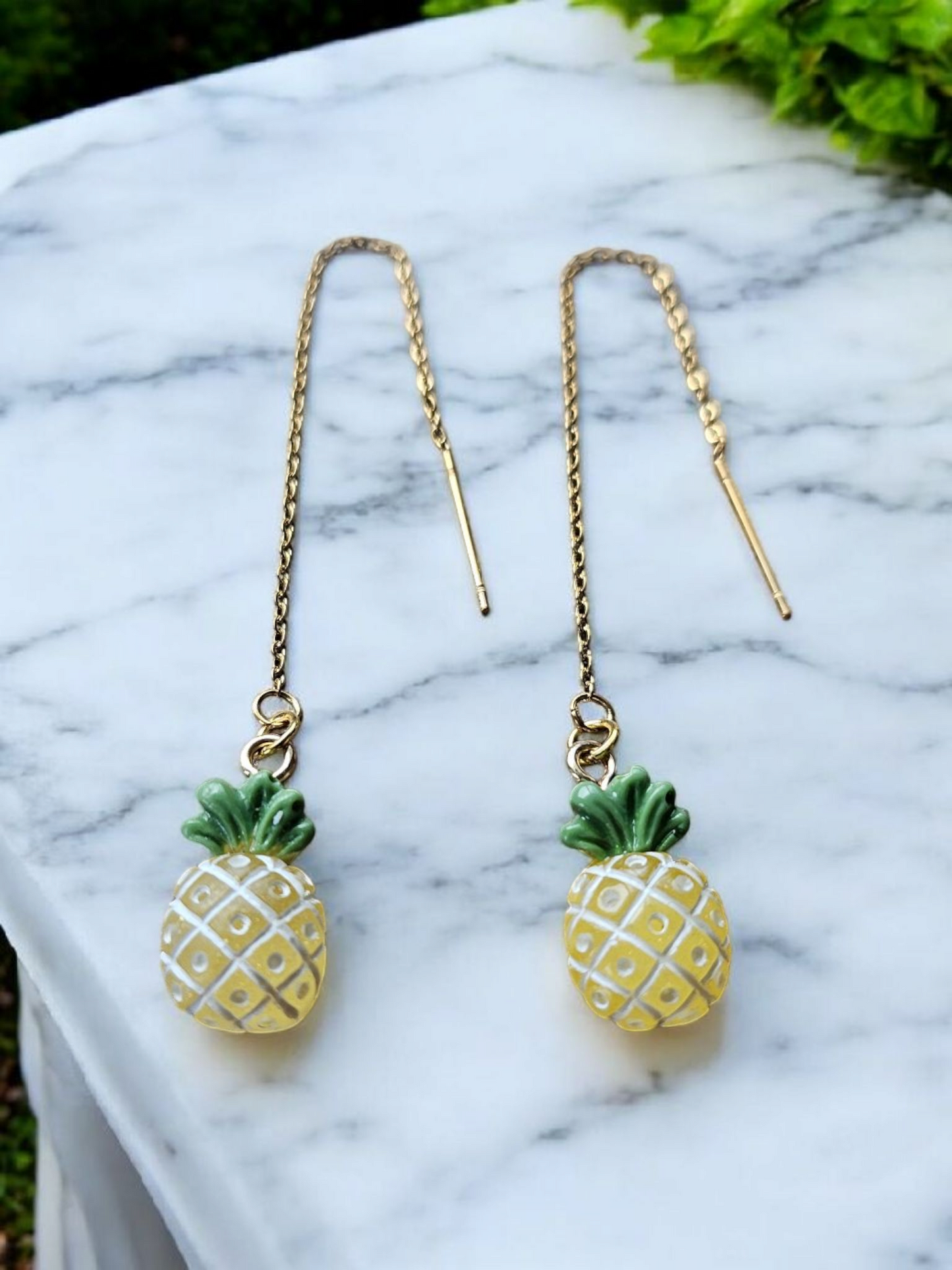 Pineapple Threaded Dangle Earrings on Gold