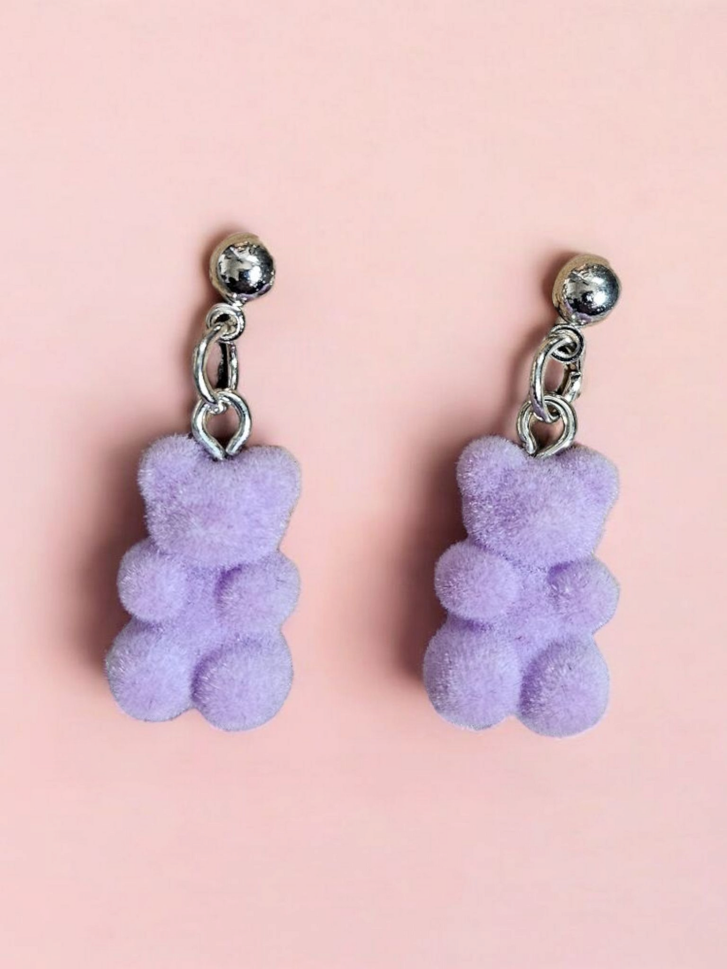 Purple Teddy Bear Stud Earrings
