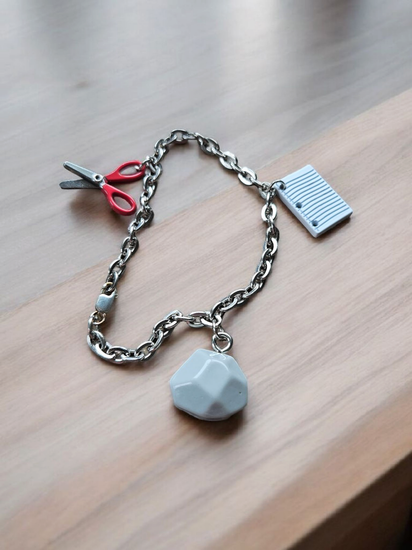Rock Paper Scissors Silver Charm Bracelet