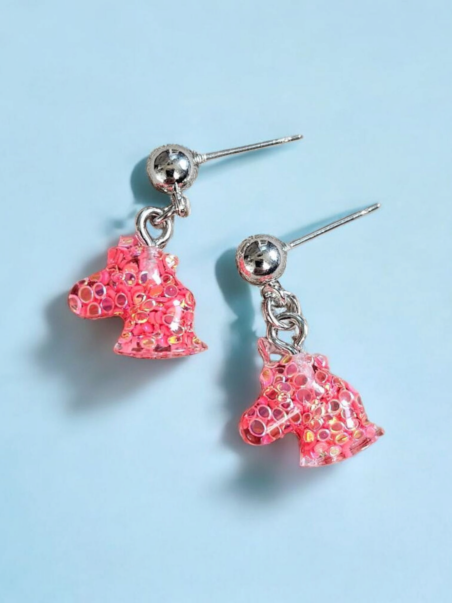 Colorful Glitter Unicorn Post Dangle Earrings With Sparkling Finish For Everyday Wear And Magical Style