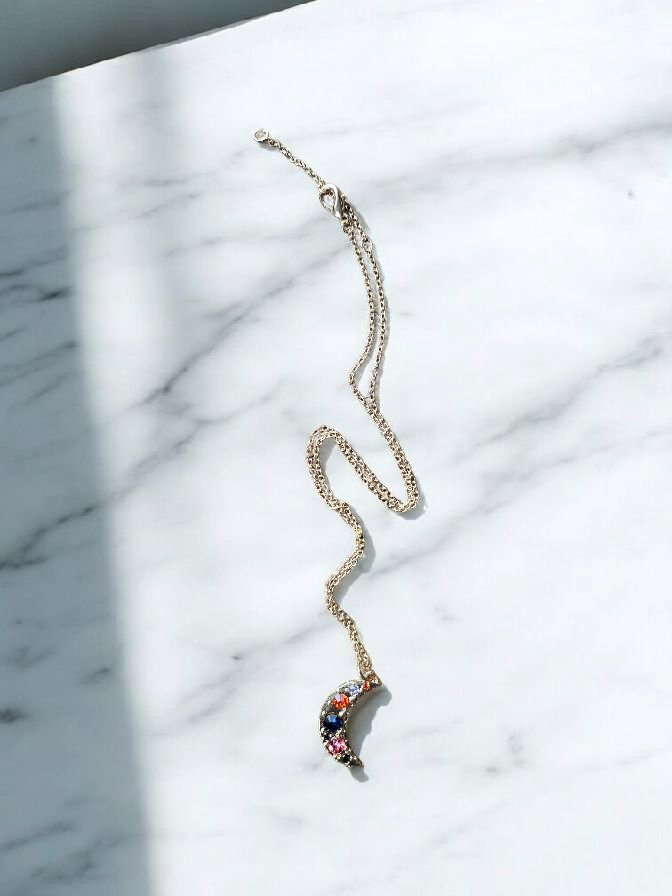 Glimmer Moons on Gold Earrings and Necklace Set