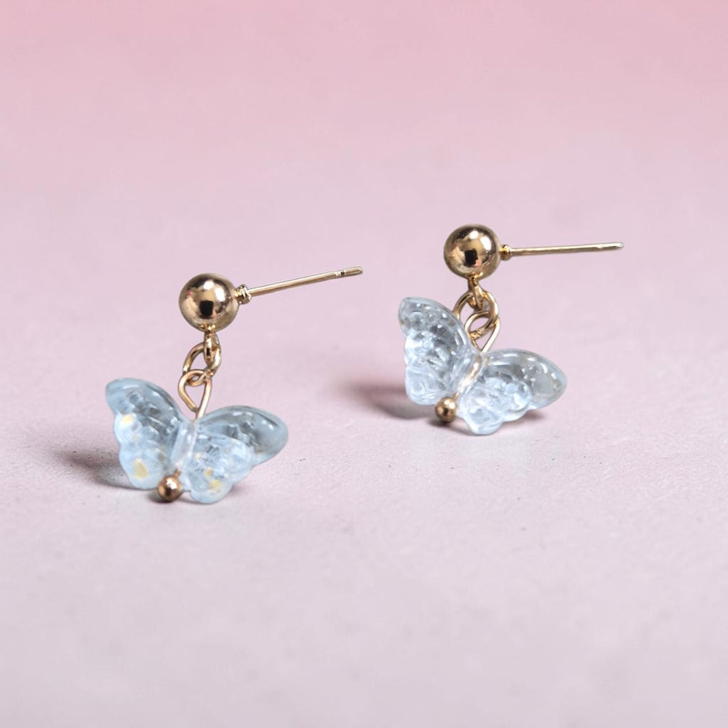 Sparkling Resin Butterfly Stud Earrings