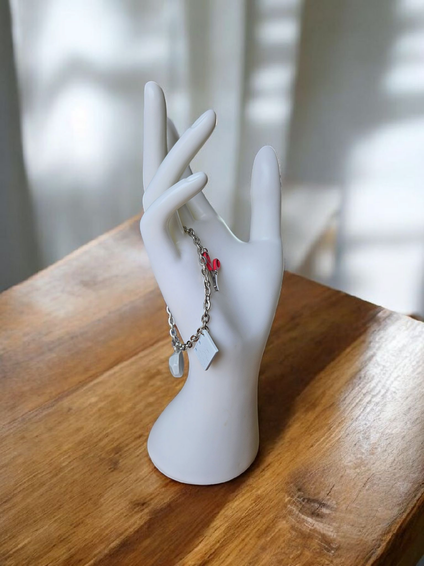 Rock Paper Scissors Silver Charm Bracelet