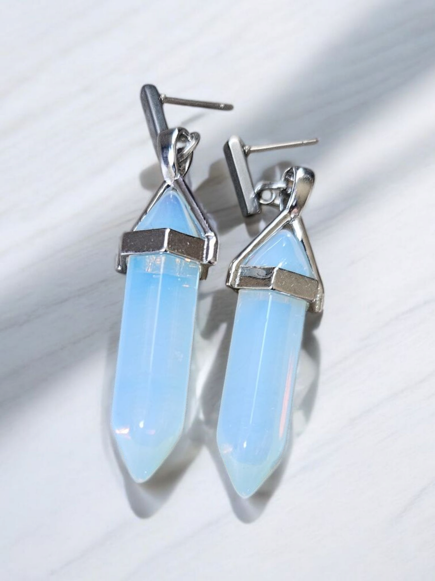 Opalescent Crystal Points Stud Earrings