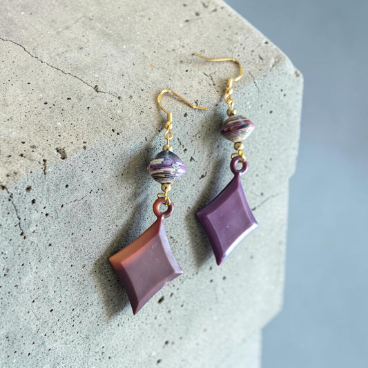 Upcycled Stardust Diamond Rainbow Dangle Earrings