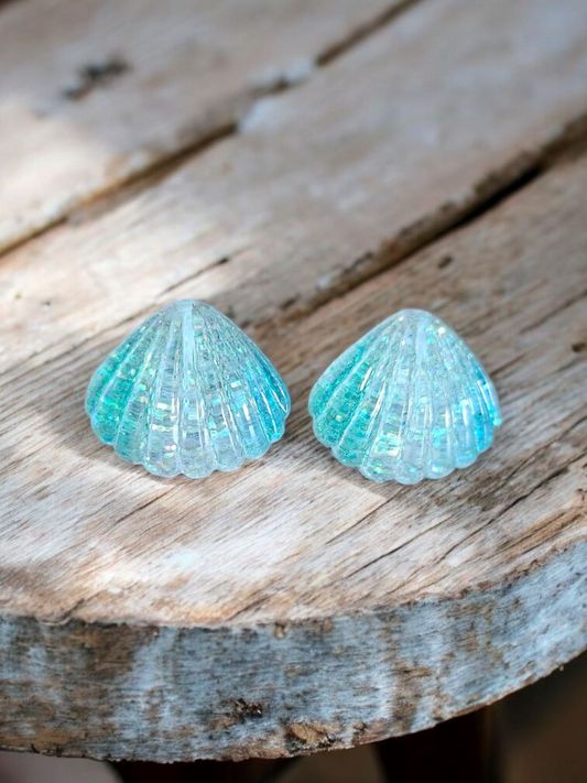 Blue Seashell Stud earrings