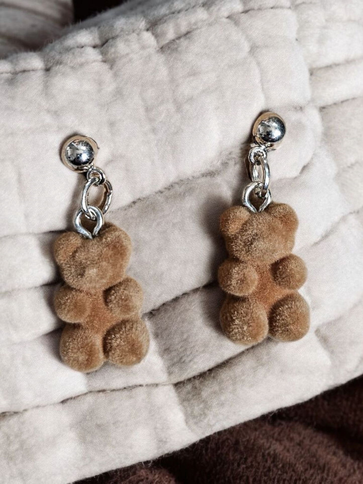 Brown Teddy Bear Stud Earrings