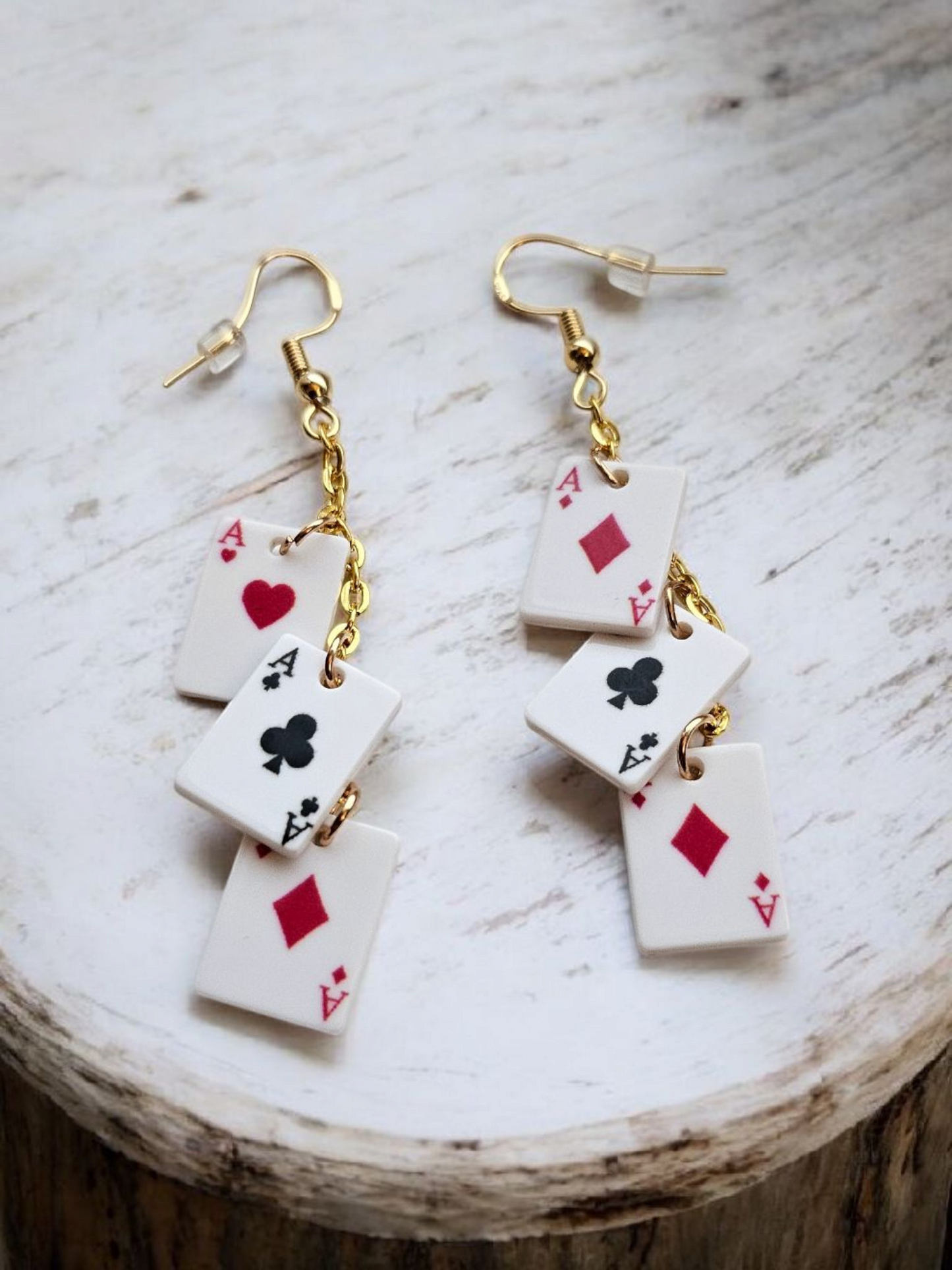 Playing Card Charm Dangle Earrings
