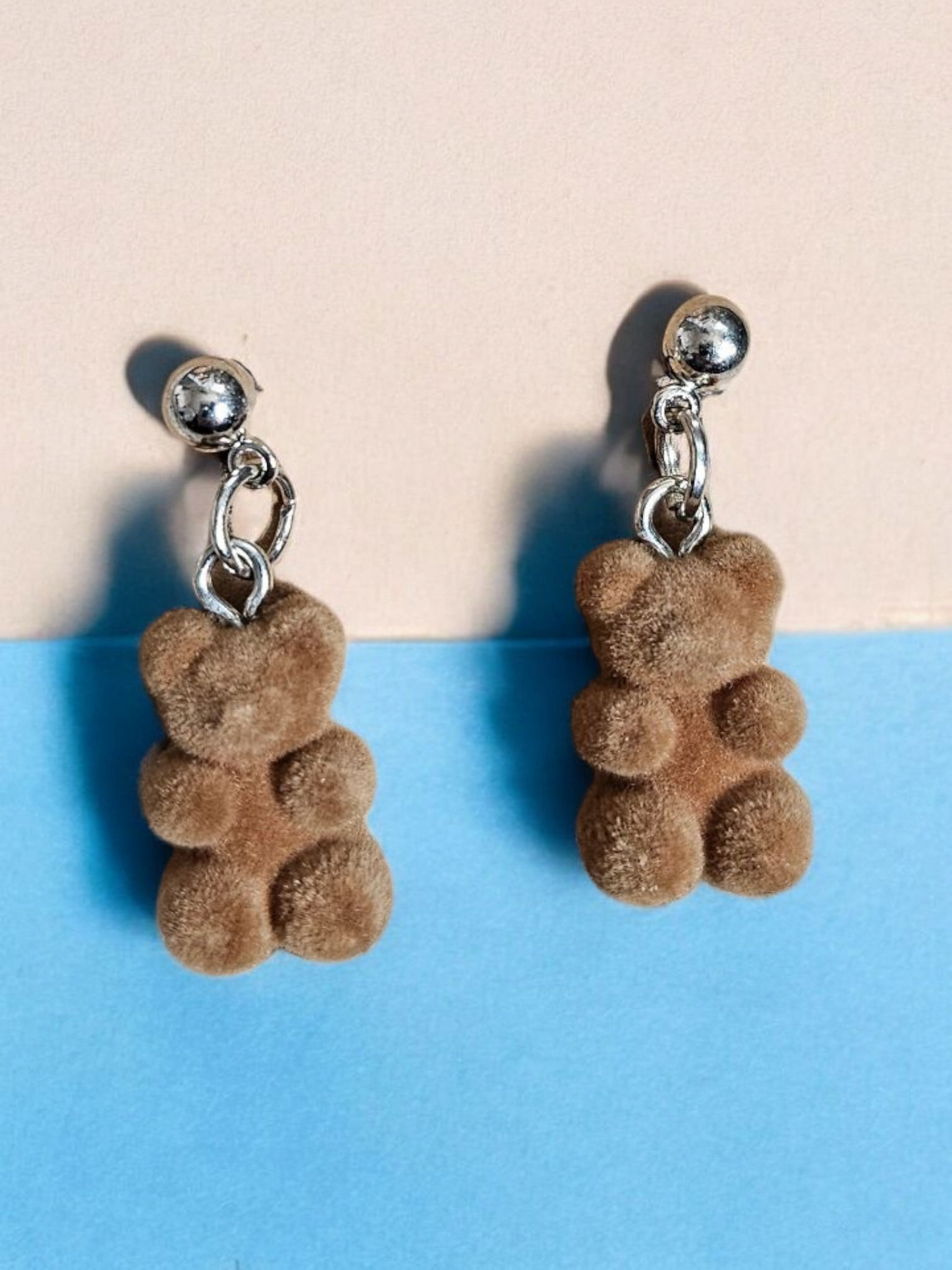 Brown Teddy Bear Stud Earrings