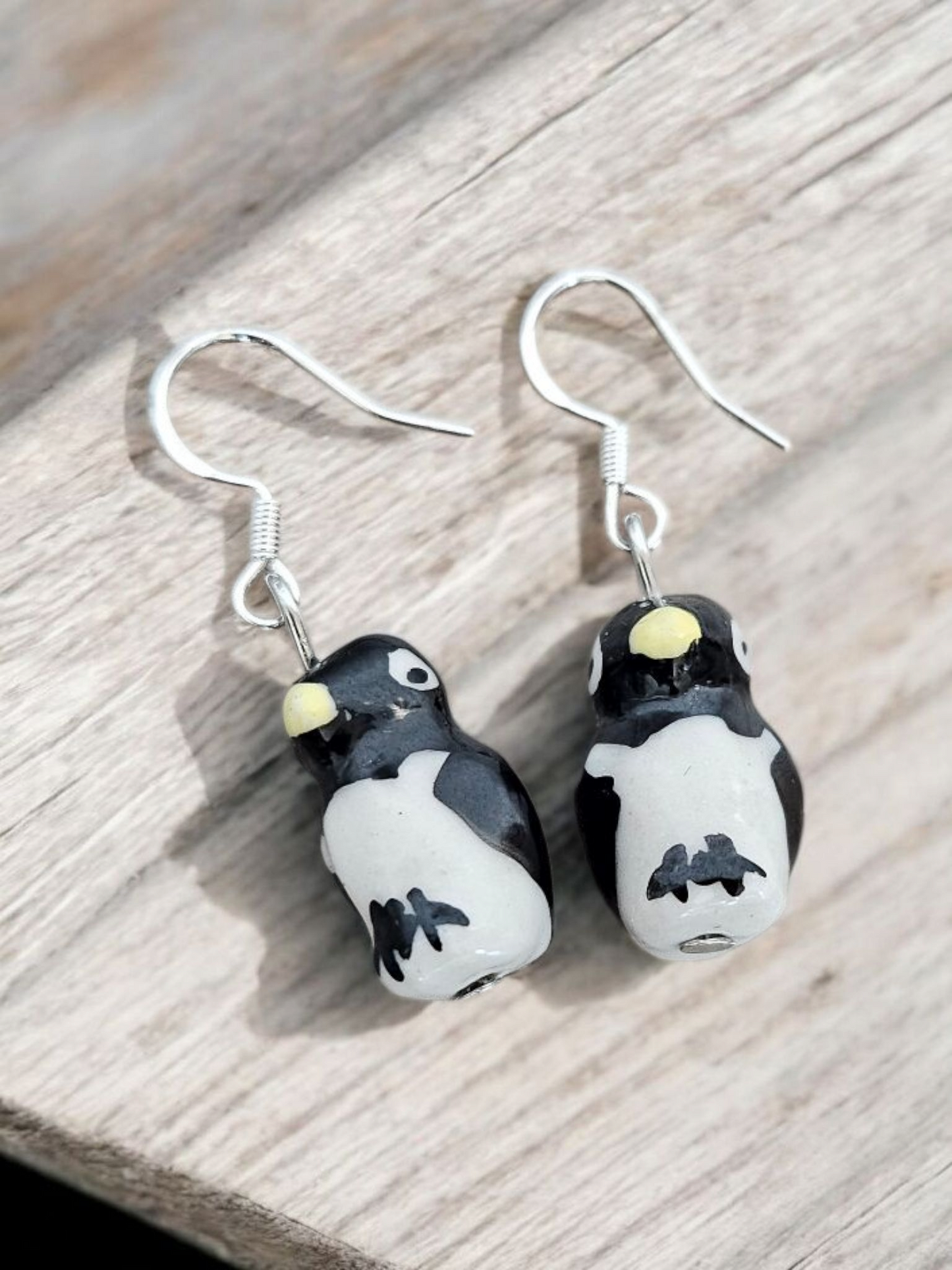 Porcelain Penguin Dangle Earrings
