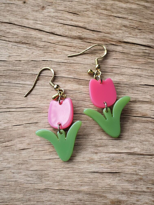 Spring Tulip Dangle Earrings
