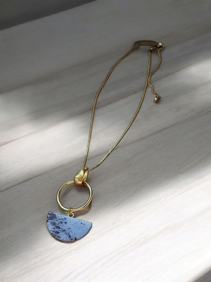 Upcycled Vintage Floral on Gold Hoop, Gold Adjustable Necklace