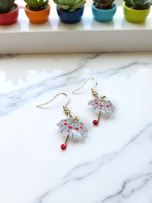 Umbrella Heart Dangle Earrings
