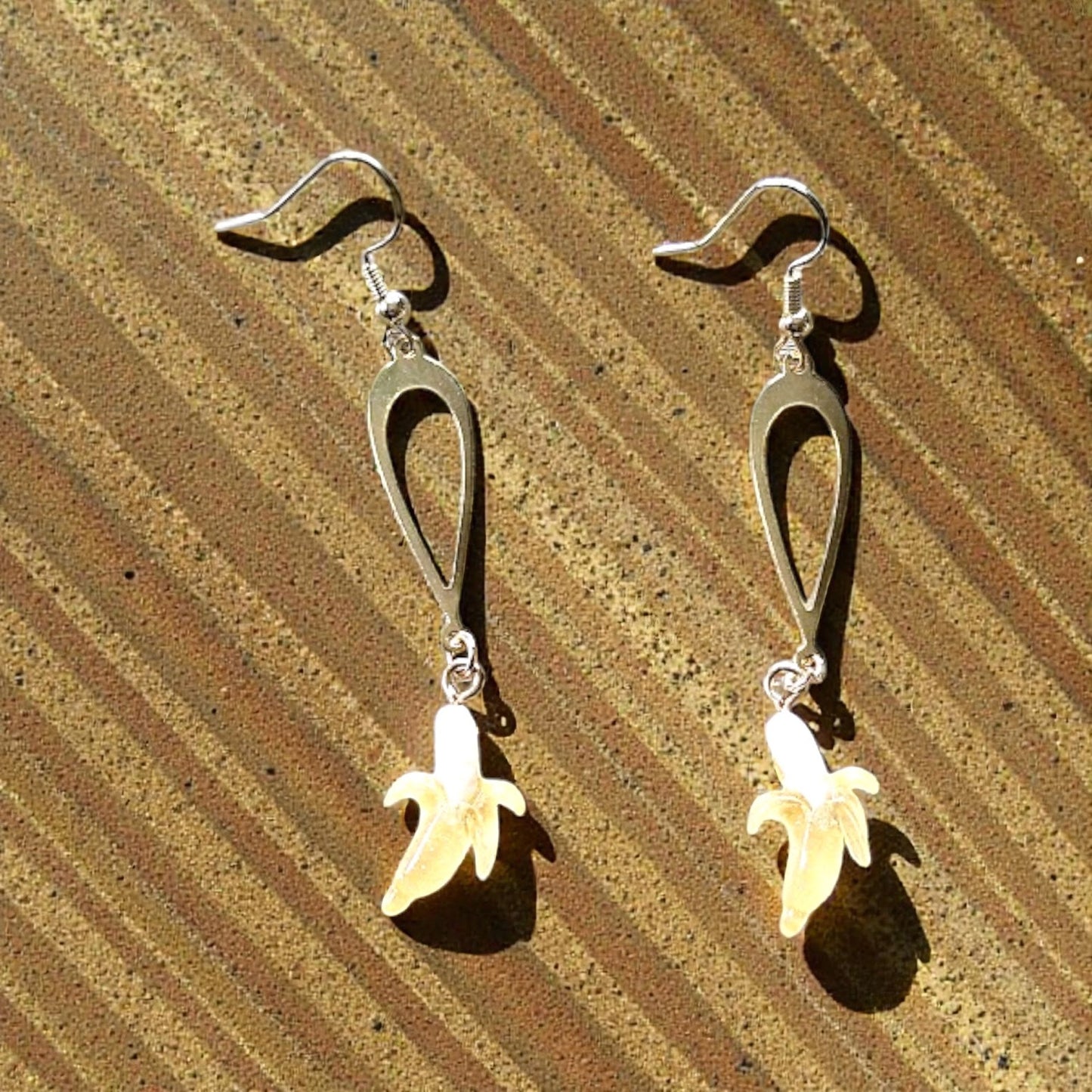 Resin Fruit on Golden Teardrop Dangles Dangle Earrings