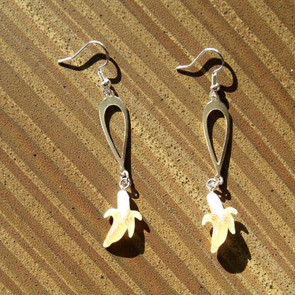 Resin Fruit on Golden Teardrop Dangles Dangle Earrings