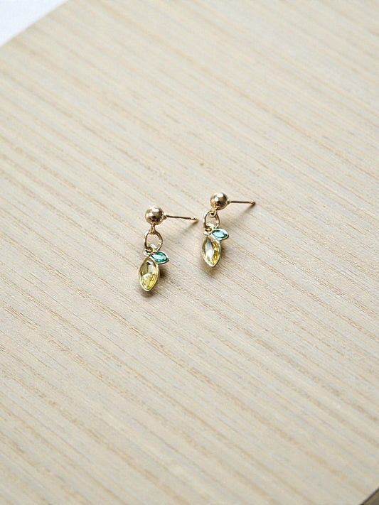 Lemon Jewels on Gold Post Earrings Dangle Stud Earrings