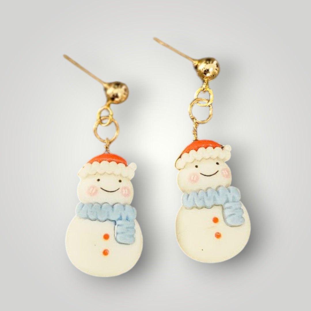 Cute Snowmen Resin Stud Dangle Earrings