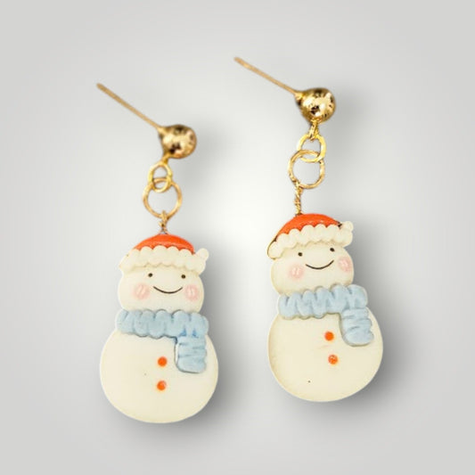 Cute Snowmen Resin Stud Dangle Earrings