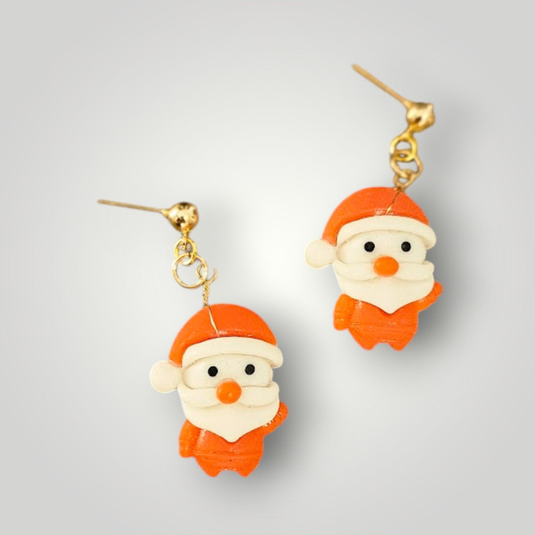 Cute Santa Claus Resin Stud Dangle Earrings