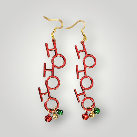 HoHoHo Holiday Jingle Bell Extra Long Dangle Earrings