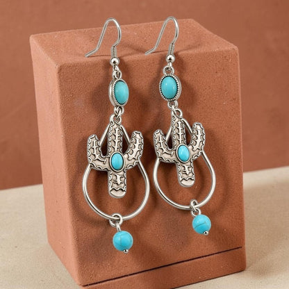 Southwestern Style Cactus Drop Earrings