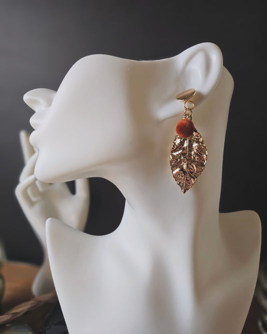 Gold-Plated Leaf Post Earrings, Golden Leaf Studs For Elegant Everyday Wear And Versatile Outfits