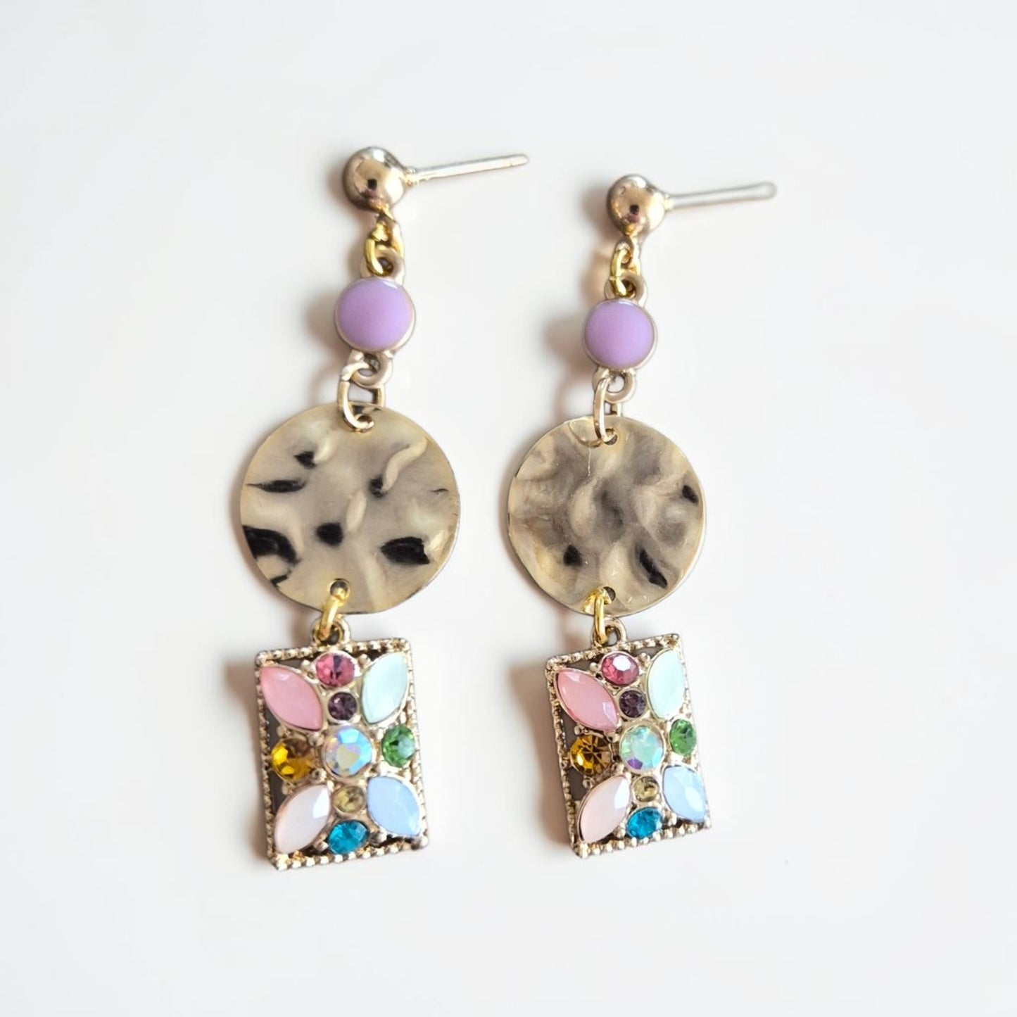 Shimmering Mosaic Tile Dangle Stud Earrings