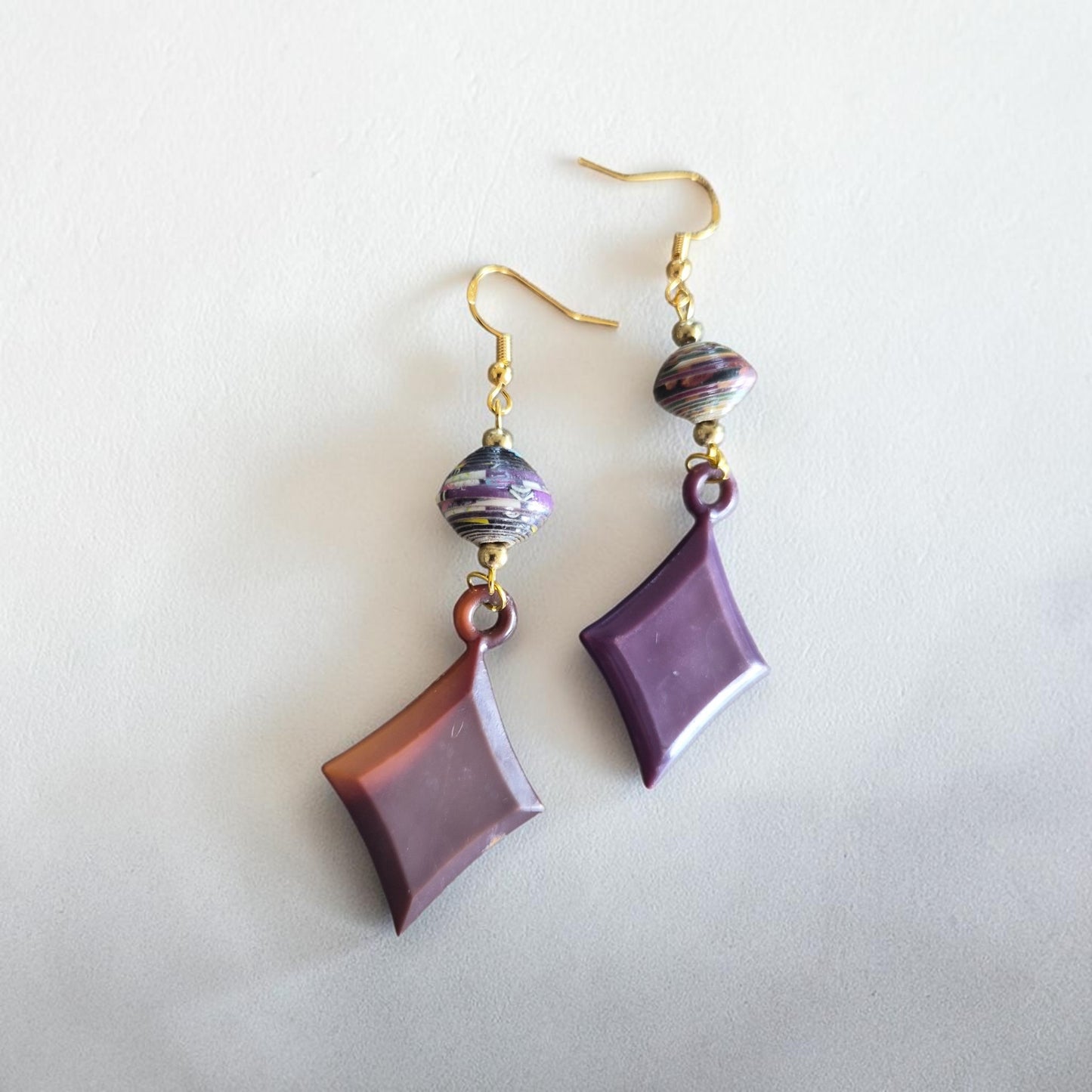 Upcycled Stardust Diamond Rainbow Dangle Earrings