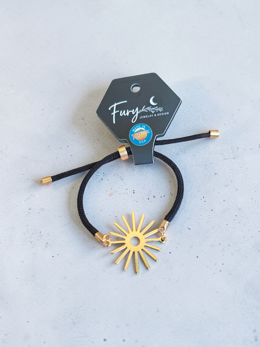 Golden Suns on Adjustable Rope Bracelet