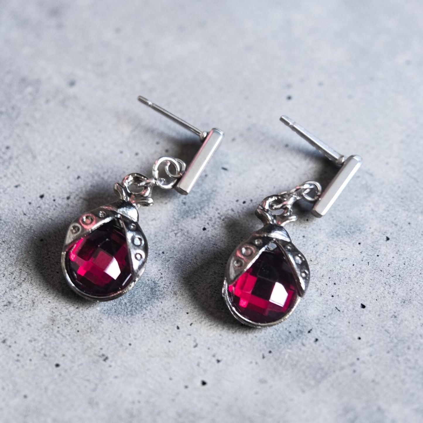 Mysterious Gemstone Bug Stud Earrings