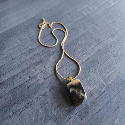 Petrified Wood on Golden Necklace