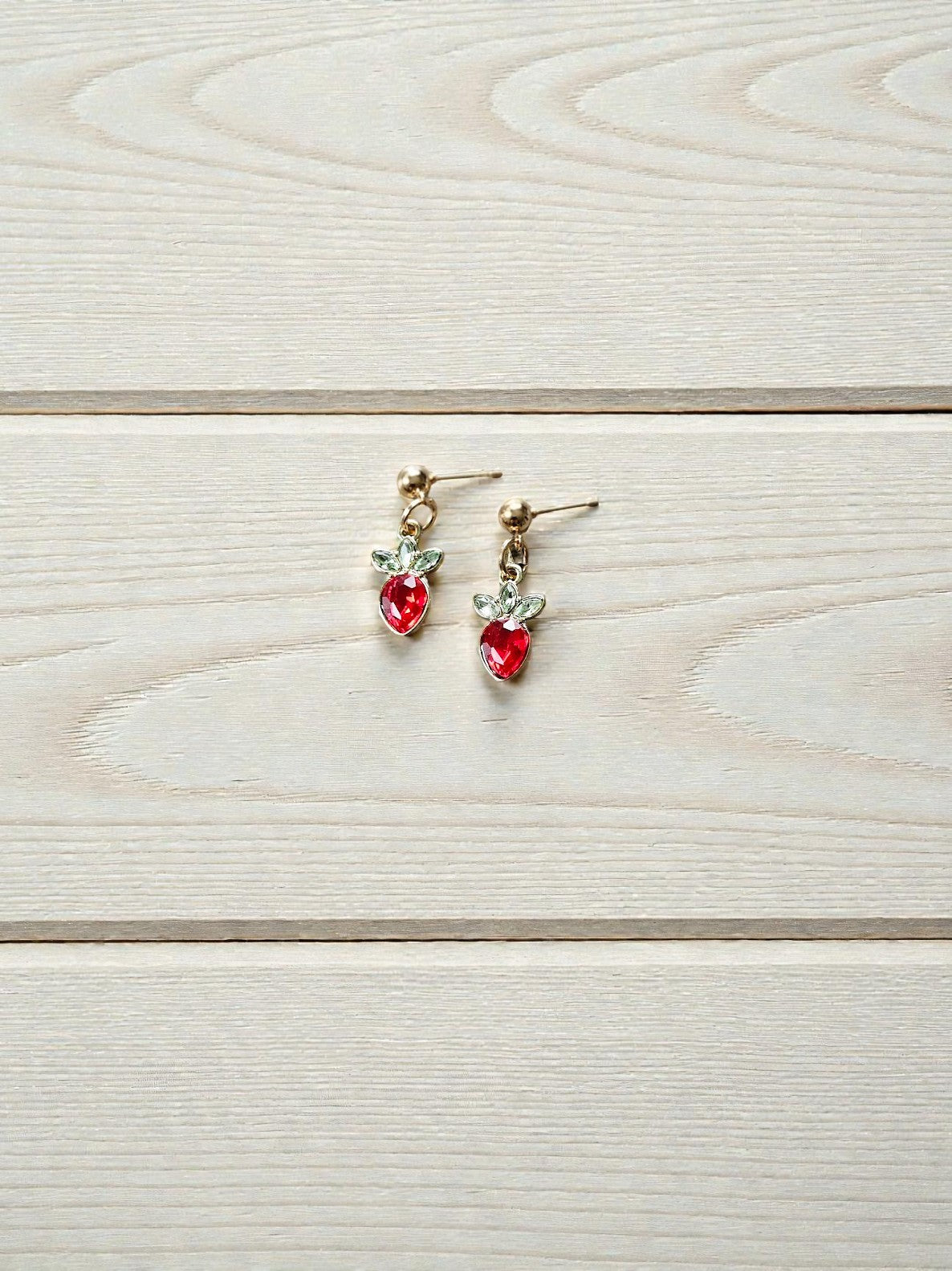 Strawberry Jewels on Gold Post Earrings Dangle Stud Earrings