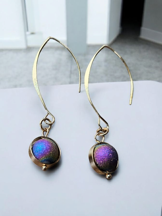 Iridescent Shimmer Space Age Dangle Earrings
