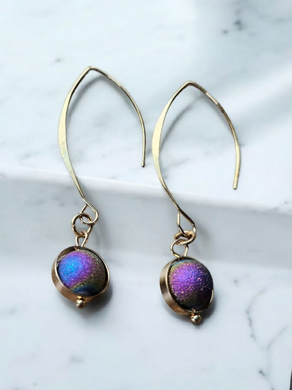 Iridescent Shimmer Space Age Dangle Earrings
