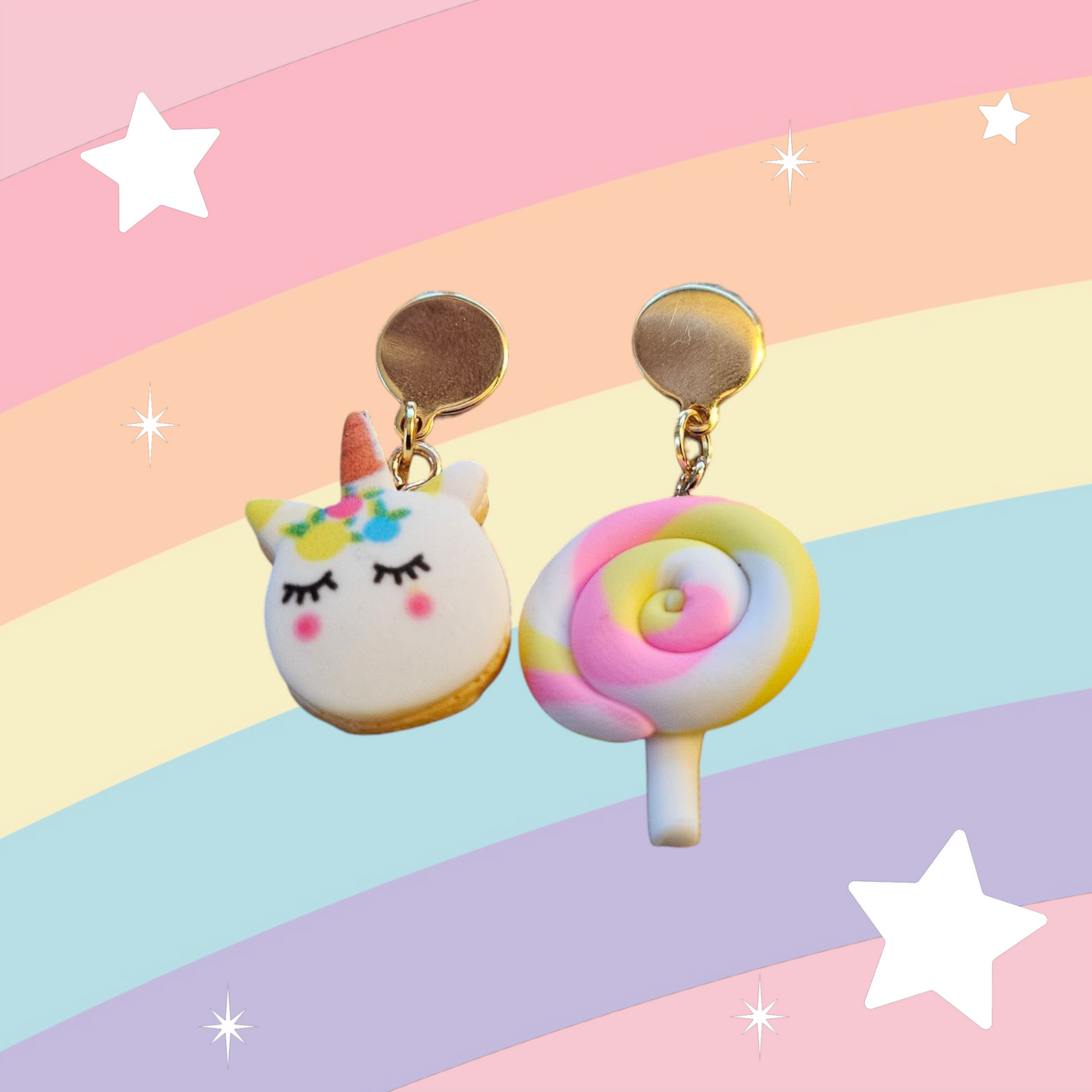 Littles Unicorn and Lollipop Post Earrings